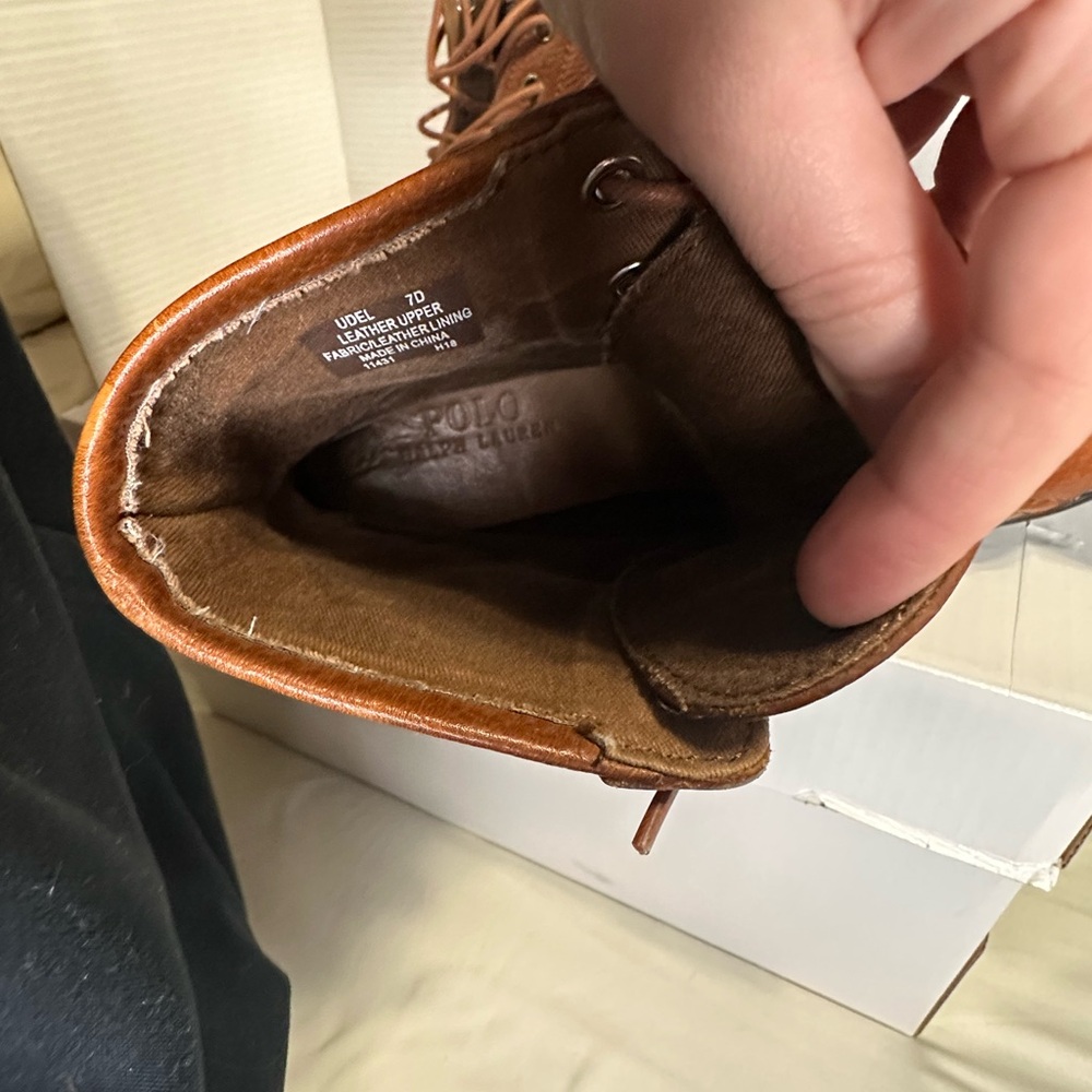 Polo Ralph Lauren Udel Dark Brown Leather Duck Boots Mens Size 7D - Picture 8 of 11